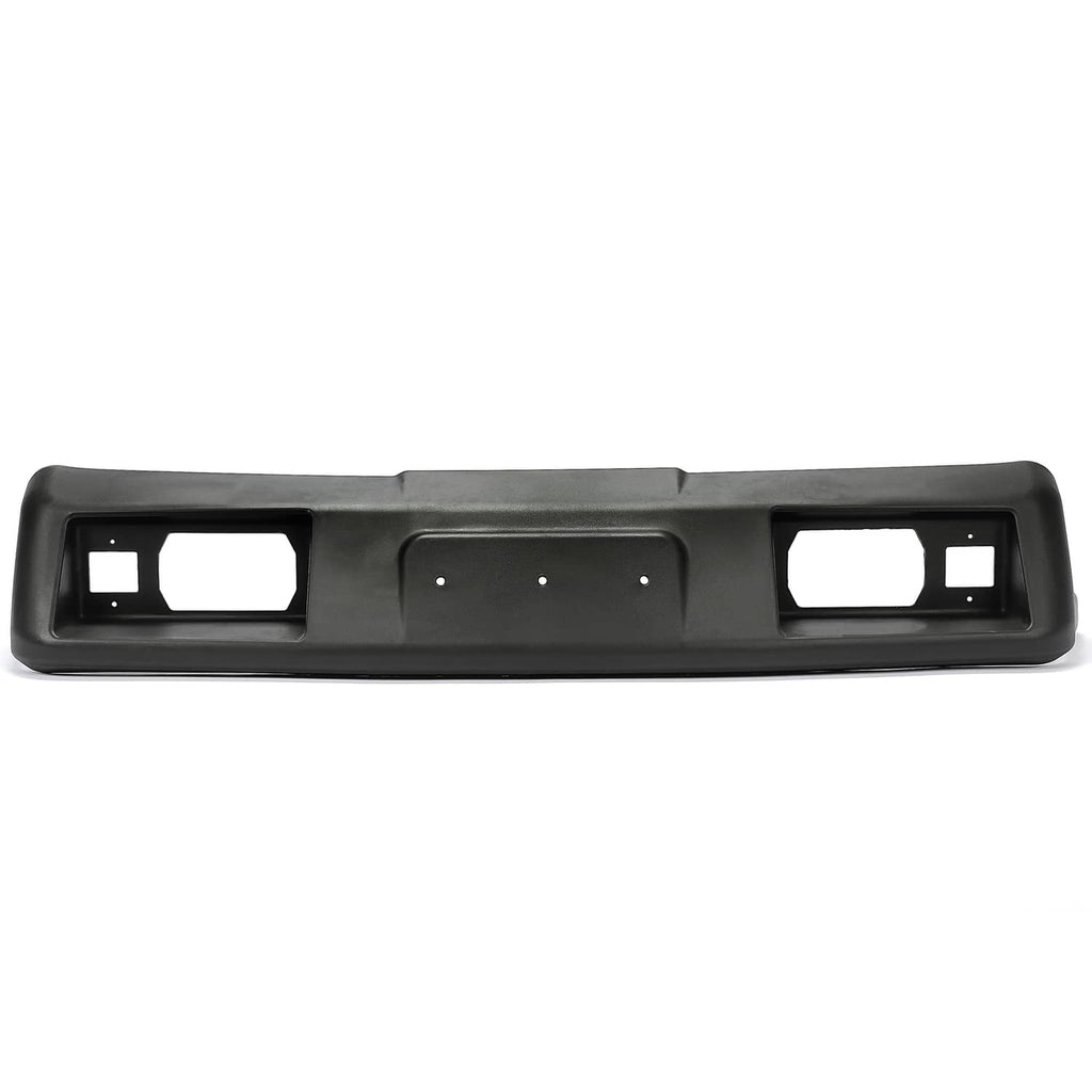 Black front cowl panel viewed from front with two headlight openings and center plate