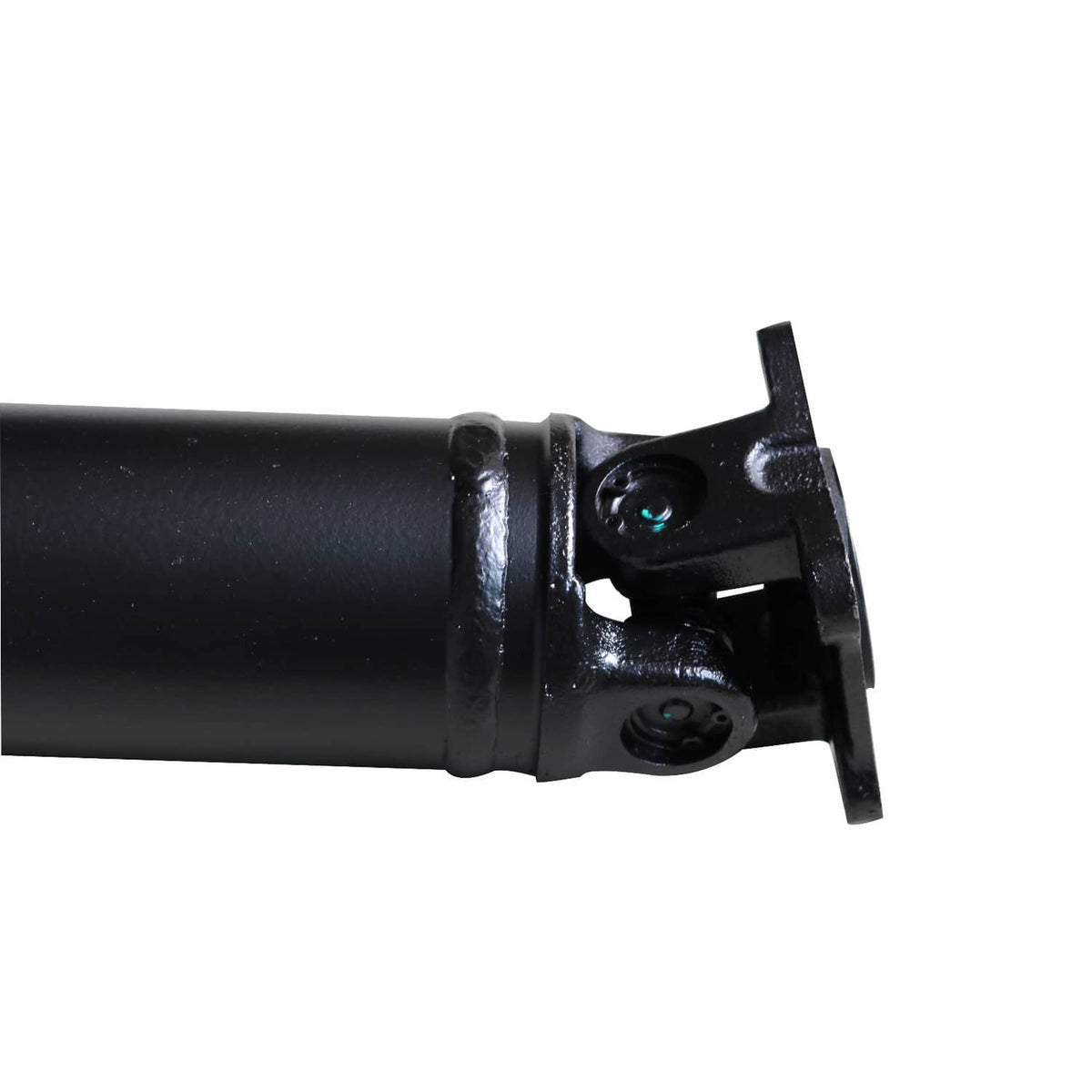 Black prop shaft end yoke with bolts and flange mount.