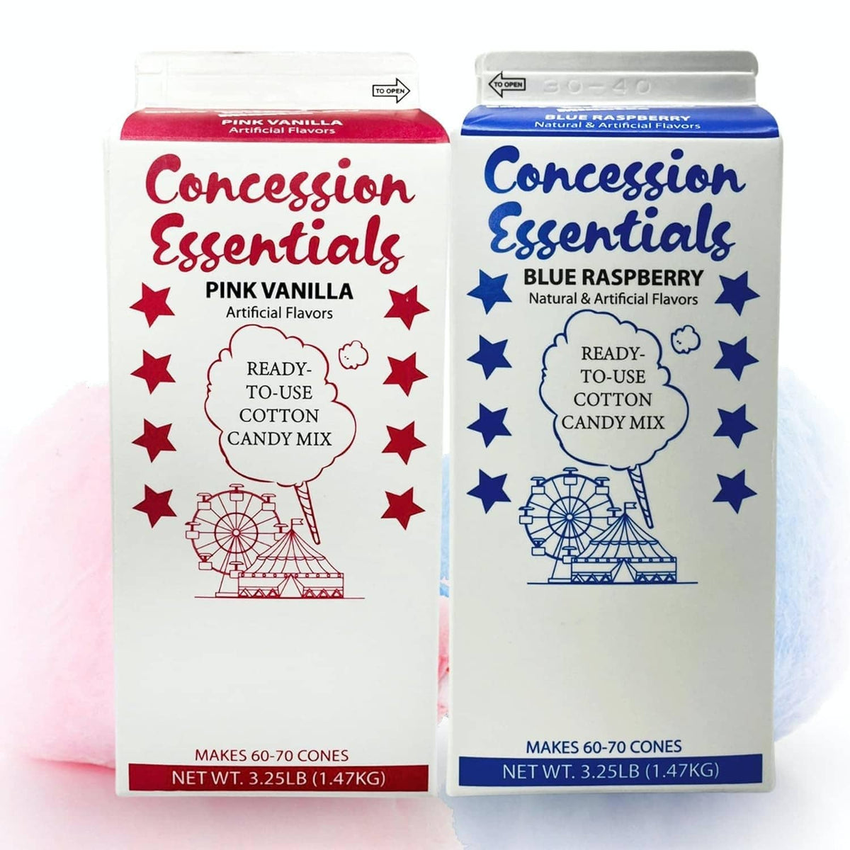 Cotton candy floss sugar mix, pink vanilla and blue raspberry 2-pack
