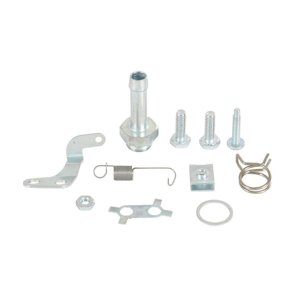 Carburetor accessory set with hoses, screws, brackets, spring, and gasket