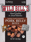 Wild Bill’s pork belly bites pack, smoked cured seasoned, 3 oz (85 g)
