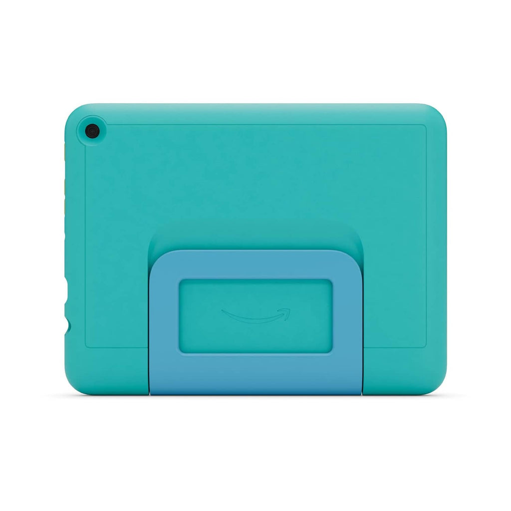 Teal rugged tablet case with central handle stand
