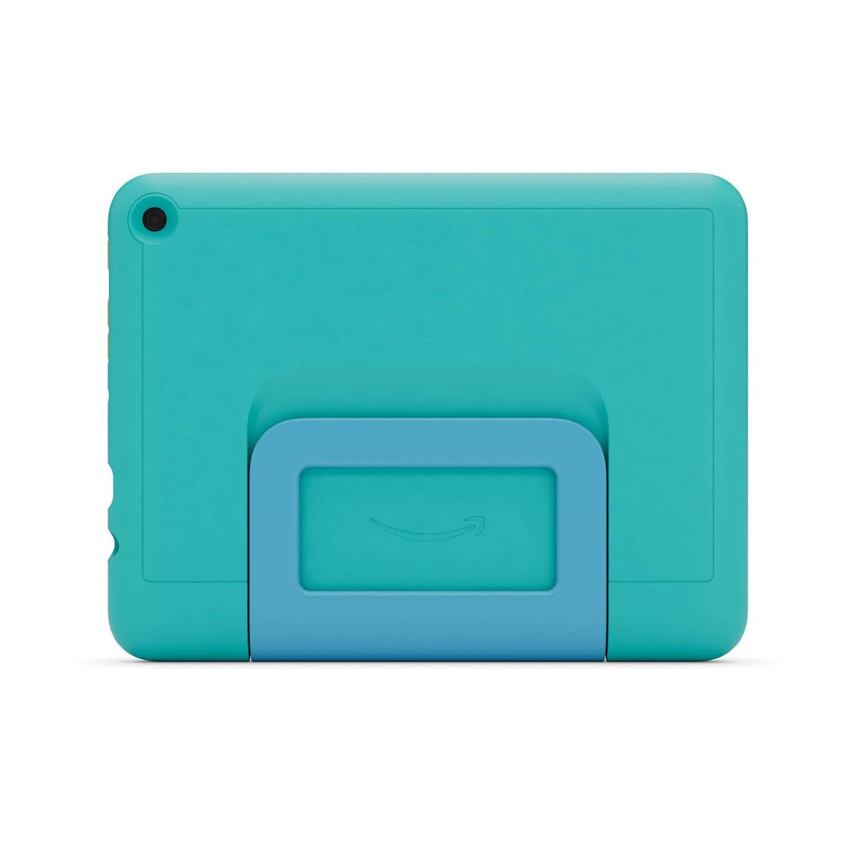 Teal rugged tablet case with central handle stand