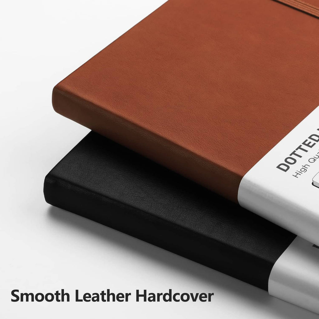Black journal notebook with smooth leather hard cover edge and ribbon bookmark