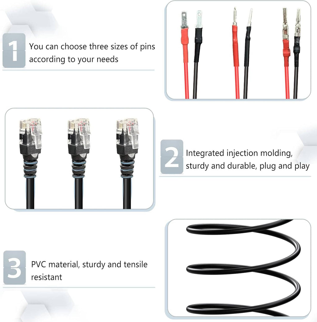 Hardwired radar detector power cord kit with multiple pin connectors and insulated wire leads