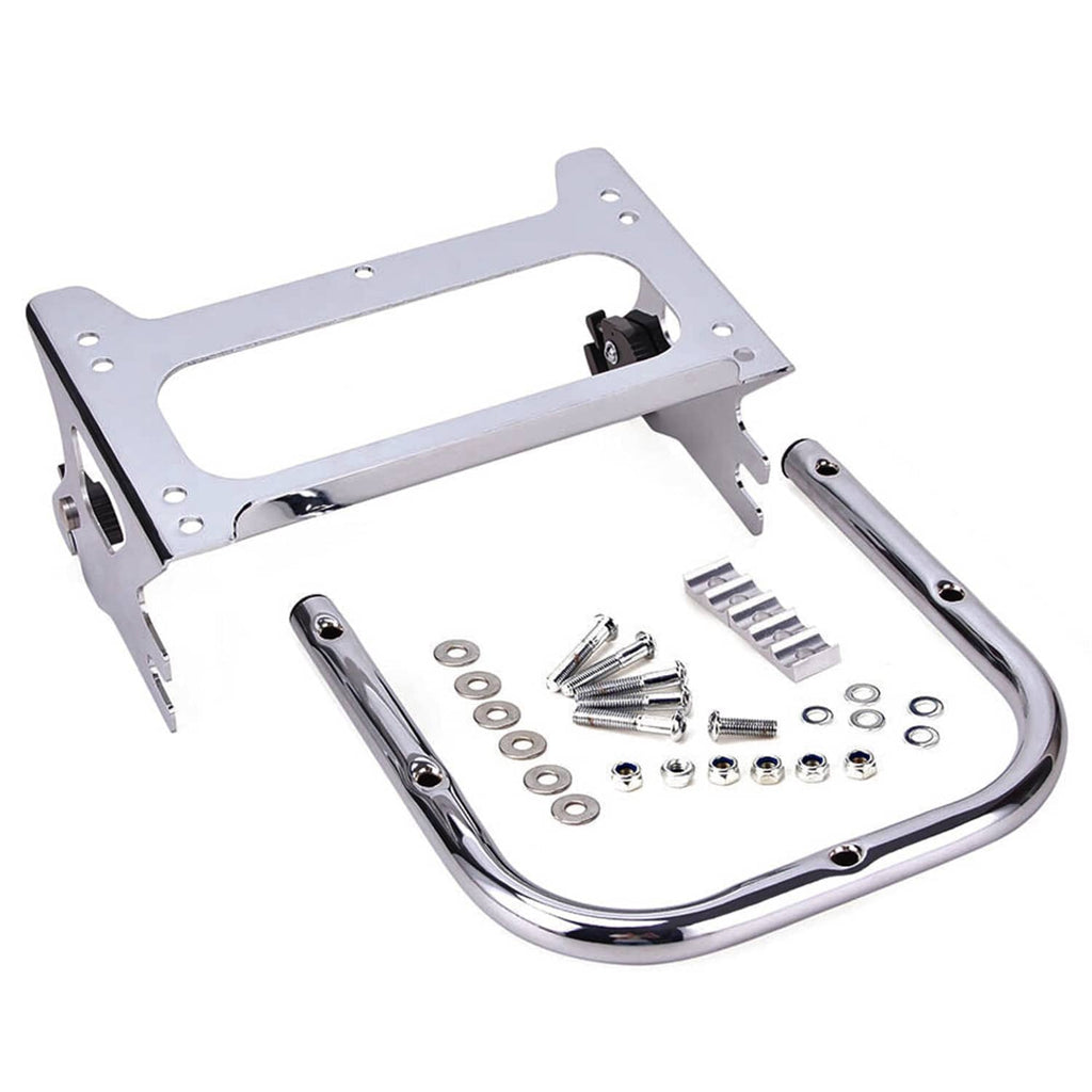 Chrome luggage rack frame with docking bracket and chrome hardware set