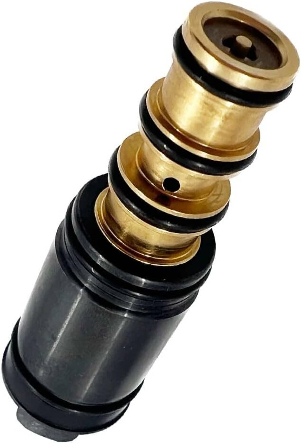 A/C compressor electronic control valve with brass fittings and black body