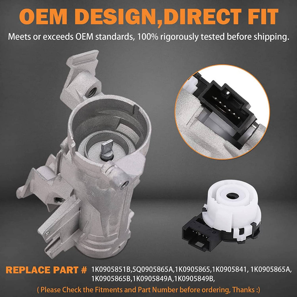 Ignition switch lock cylinder replacement with OEM-style housing and keys