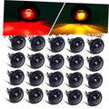 Set of 20 round LED marker lights, black housings with amber and red glow