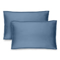 Blue microfiber standard pillow sham set, smooth front with hidden envelope-style opening
