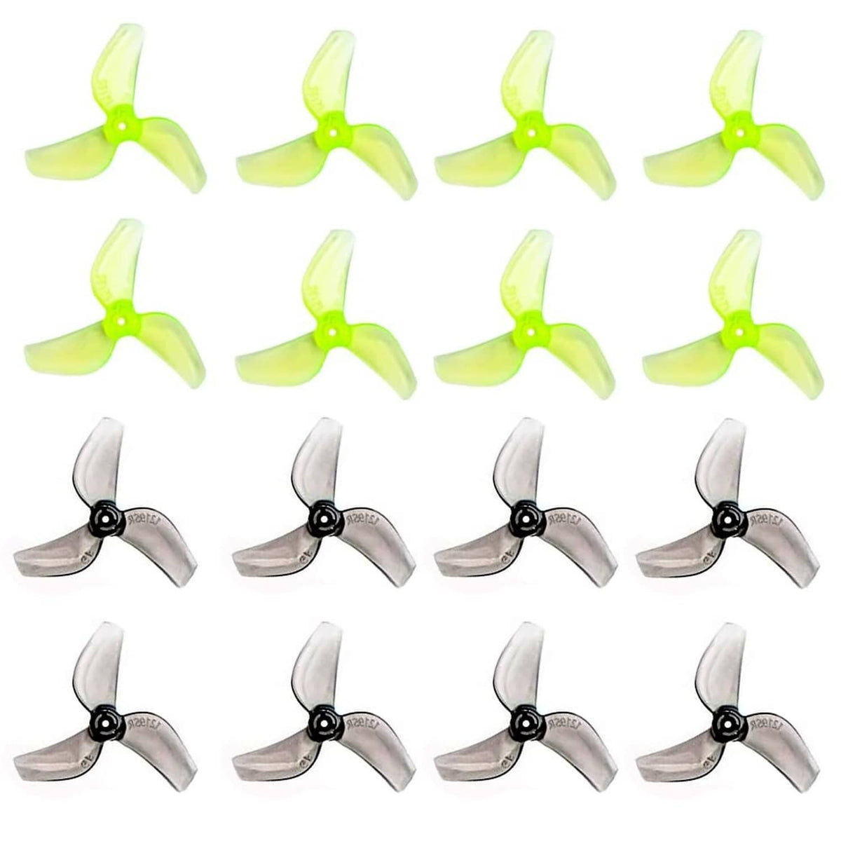 3-blade RC propellers set with light-green and silver blades, 31mm hub