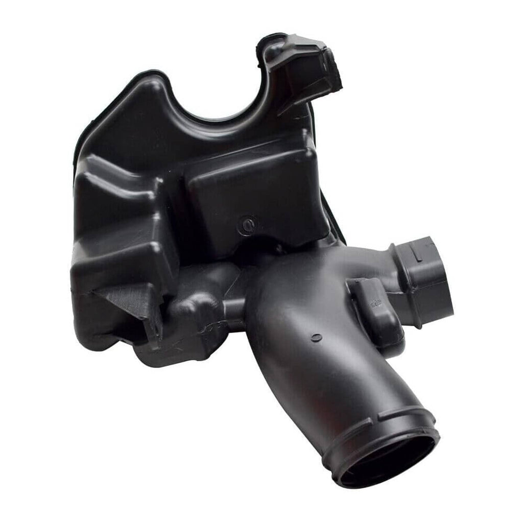 Black air intake lower resonator housing with attached inlet and outlet tubes