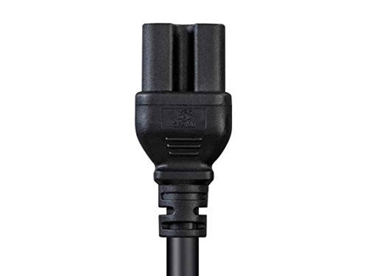 Black IEC 60320 C15 connector end on a power cord