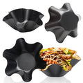Black nonstick taco salad bowl maker mold set, four star-shaped molds with taco salad