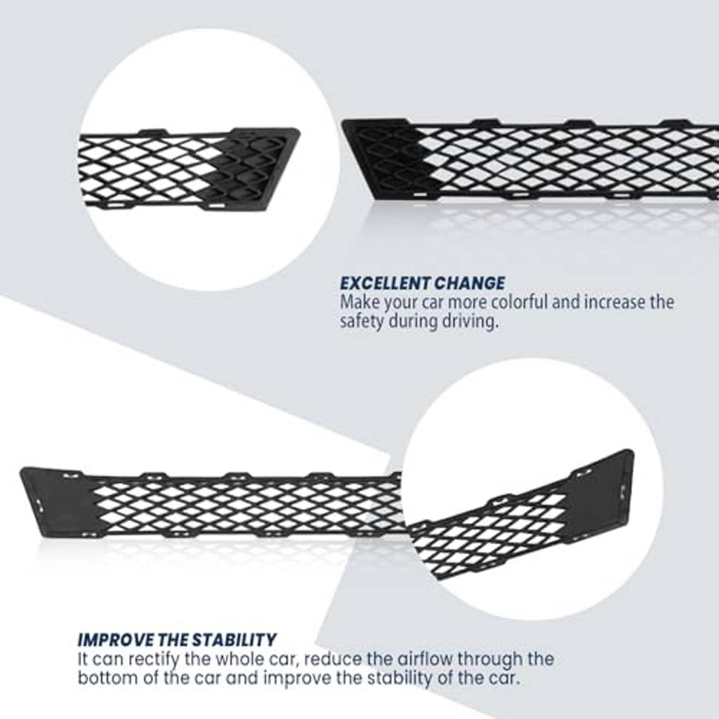 Front bumper lower grille kit, black mesh inserts with diamond pattern, two pieces
