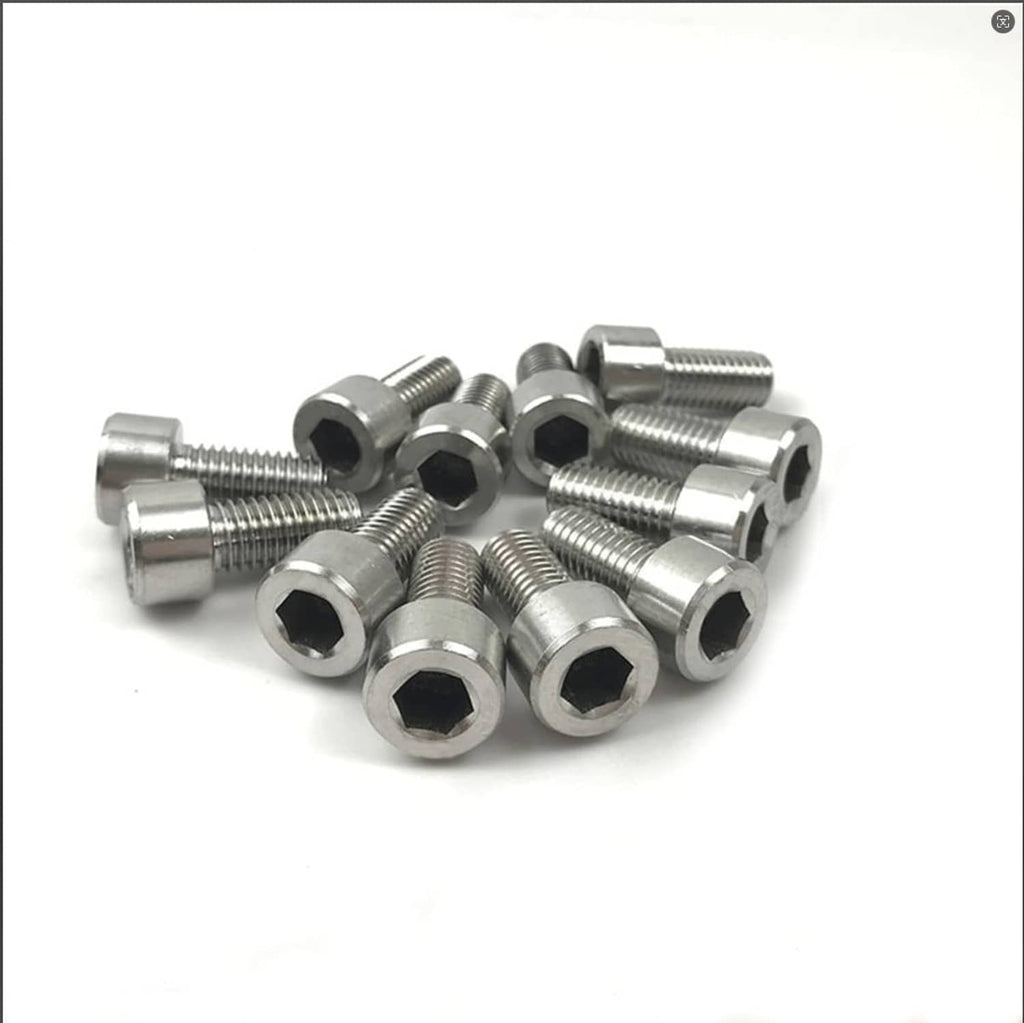 Assorted silver hex socket cap bolts, mixed angles, M5x12mm