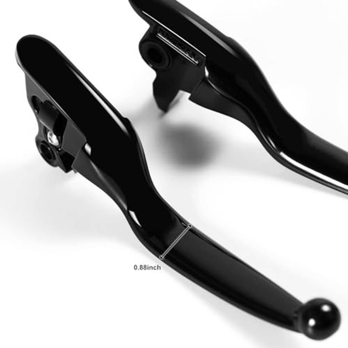 Black brake lever arm with mounting hardware and pivot point, ball tip end