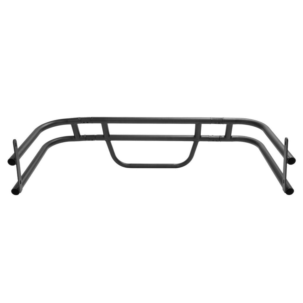 Black brush guard bumper grille with top frame and two side mounting tabs