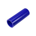 Blue straight silicone hose coupler, smooth cylinder with open ends