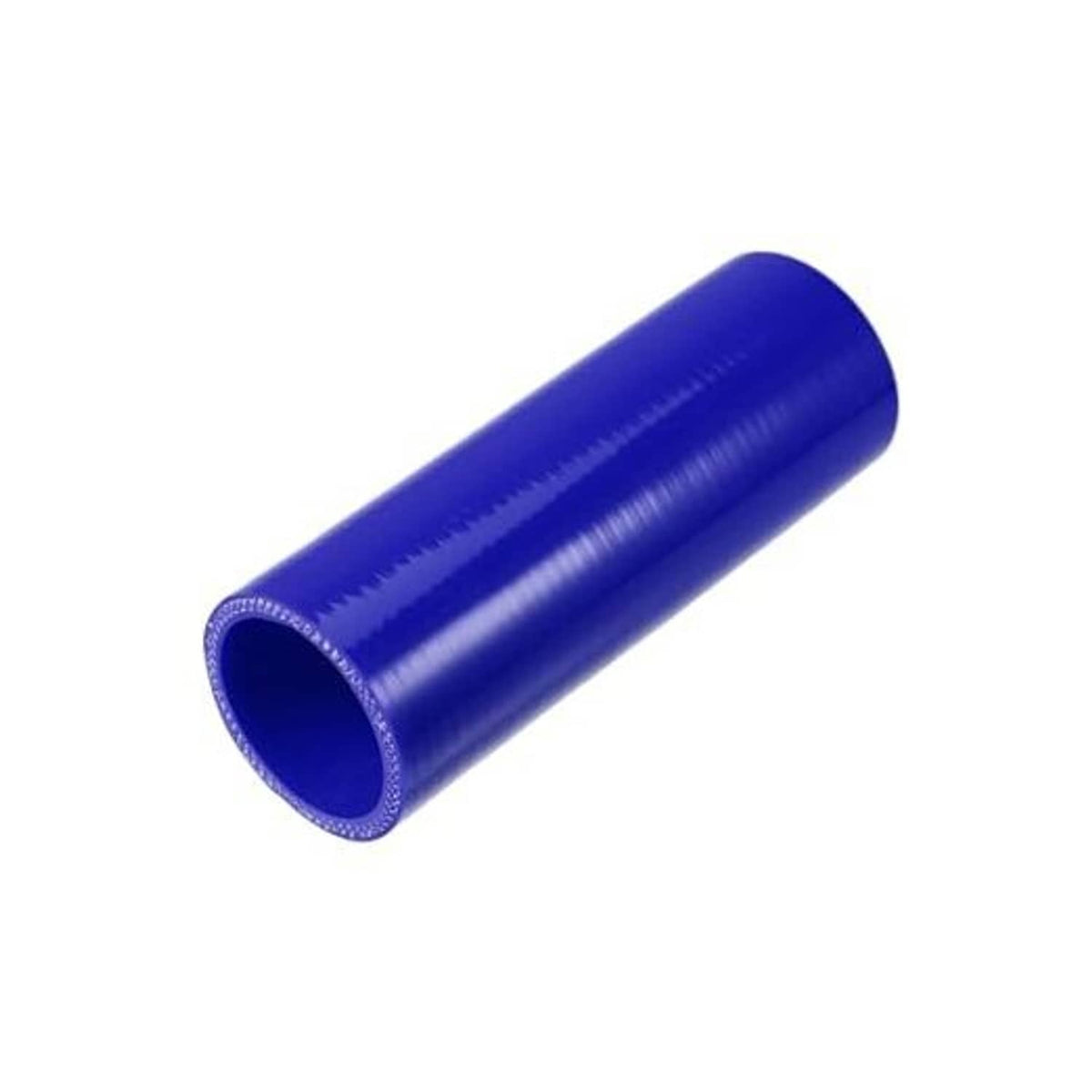 Blue straight silicone hose coupler, smooth cylinder with open ends