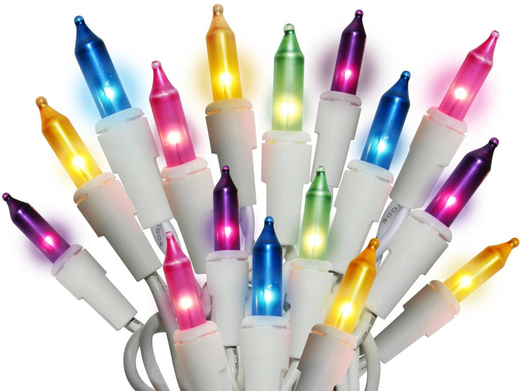 Pastel mini bottle-shaped Easter string lights with glowing bulbs and white sockets