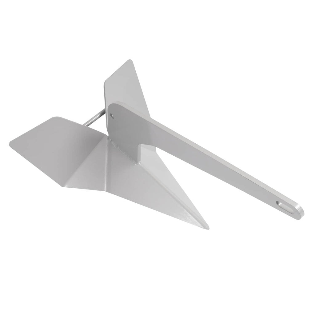 Delta style wing anchor matte gray, angled view showing fluke hinges and shank