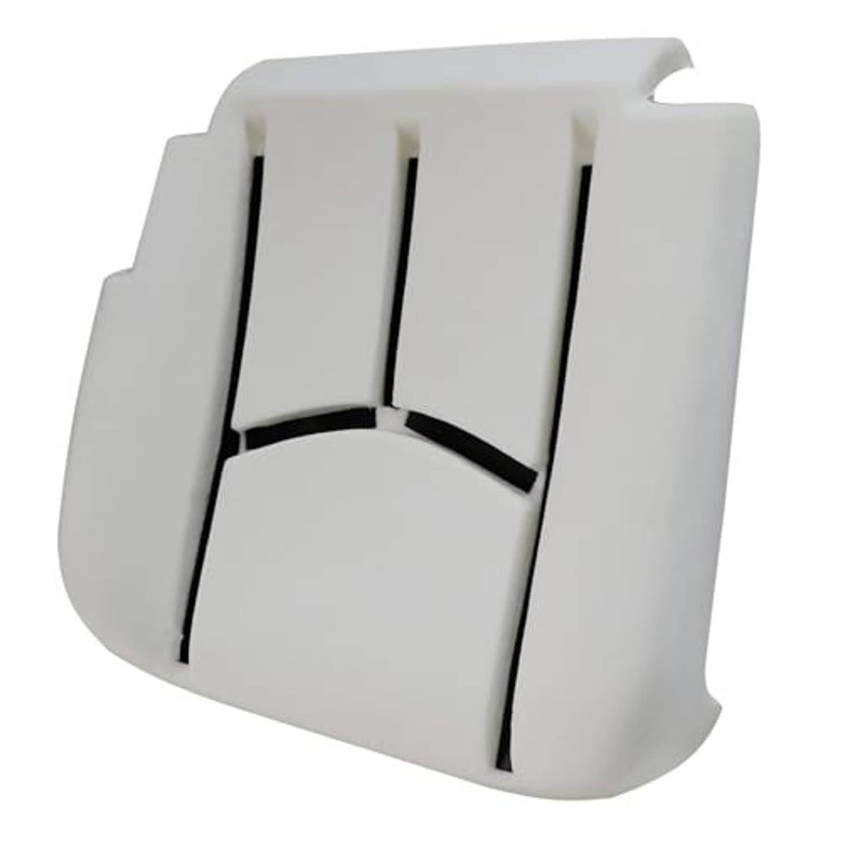 Driver side bottom seat foam cushion replacement pad, light gray with black accent slots
