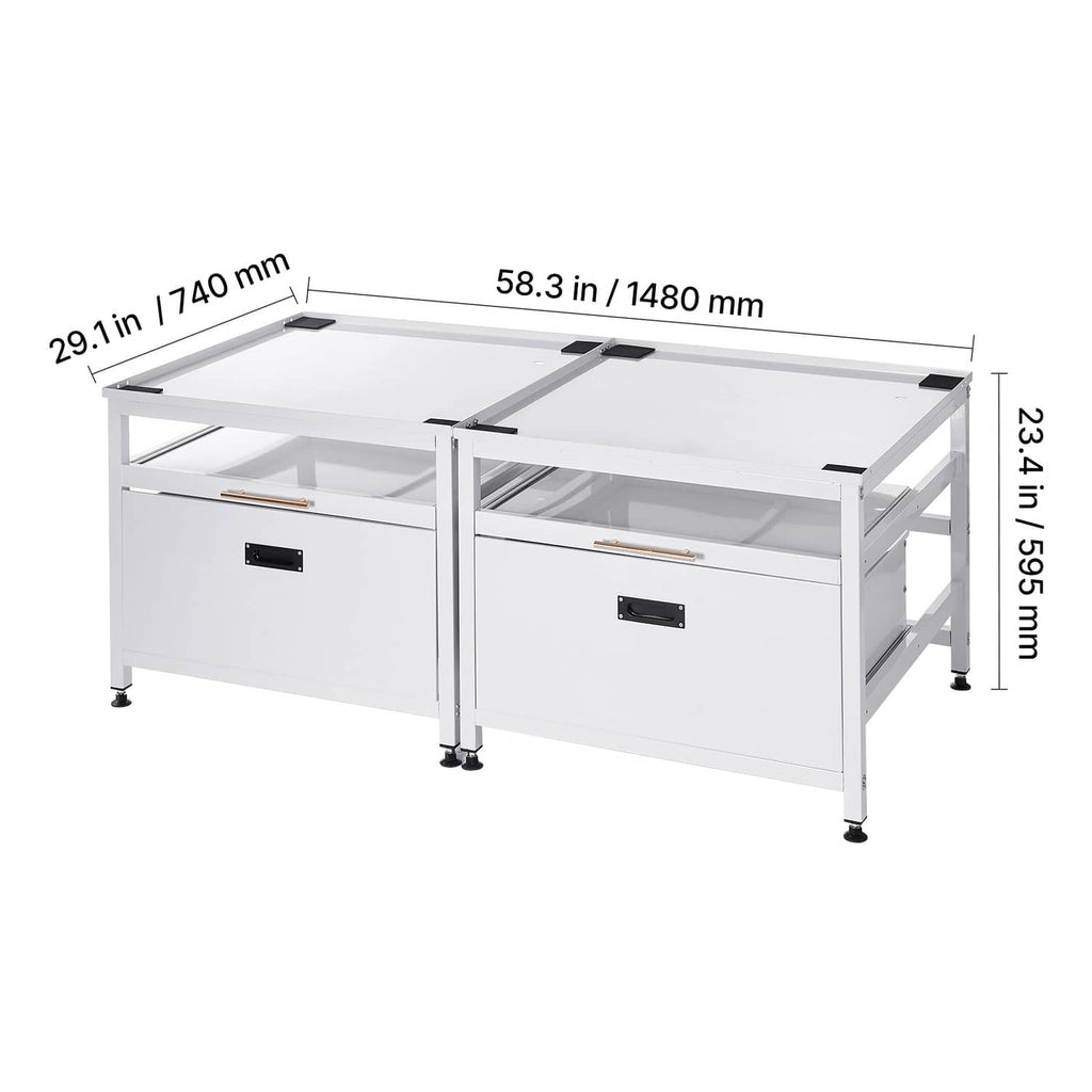 White laundry washer base pedestal with storage tray and two drawers, 22.6 in height