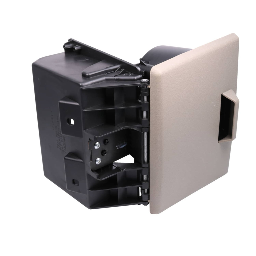 Stone gray dashboard cup holder insert with open side housing and mounting points