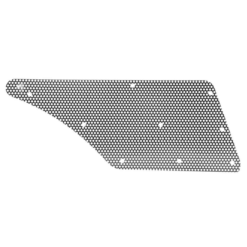 Perforated steel hood side screen panel with curved edge and dot mesh