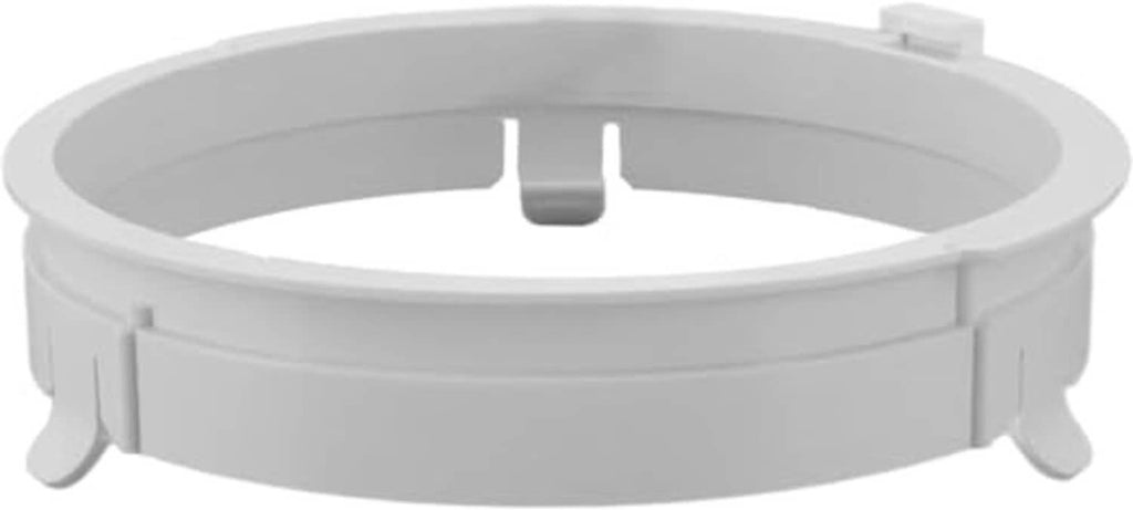 White adjustable exhaust duct interface ring with center clip and side tabs