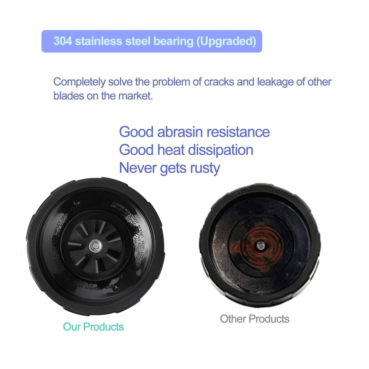 Black 7-fin extractor blade assembly with circular base, front and underside views