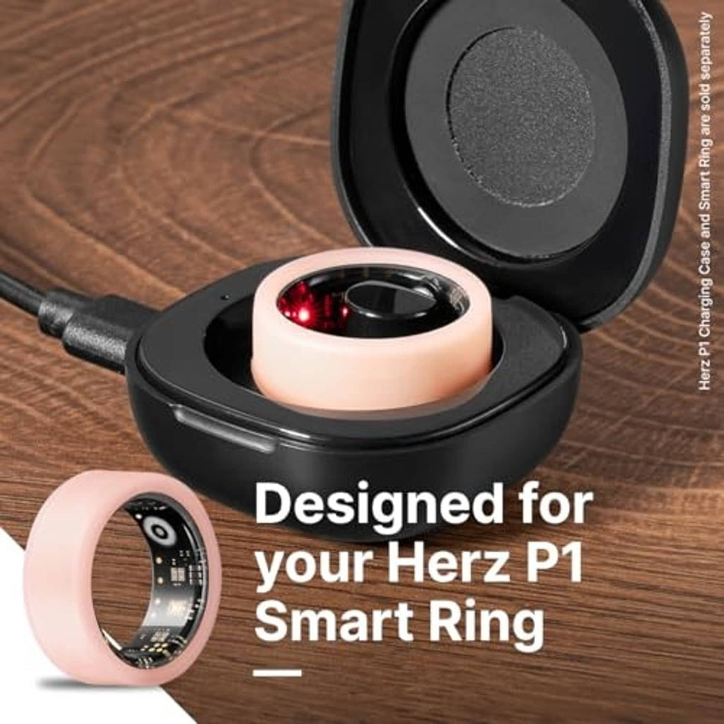 Rose-pink silicone ring protector cover in an open black storage case