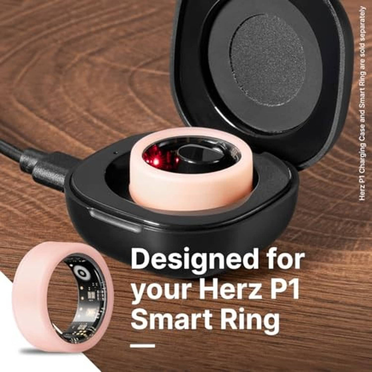 Rose-pink silicone ring protector cover in an open black storage case