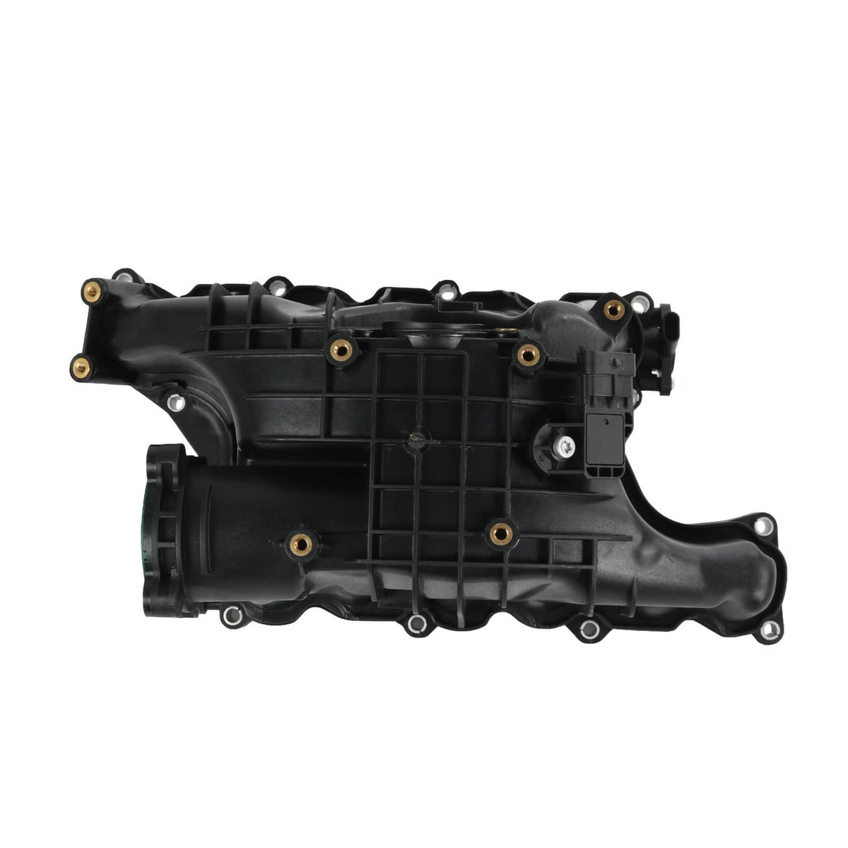 Black intake manifold assembly with long runner housing and side outlet