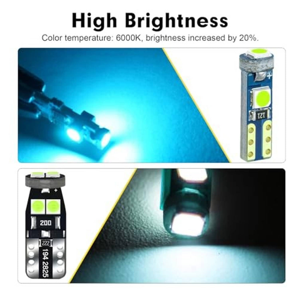 High-brightness LED instrument bulb with lime green chip on blue metal housing