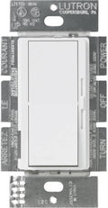 White fan speed control wall switch with mounting screws and exposed internal components