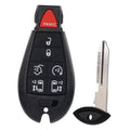 Black 7-button smart key fob with red PANIC button and silver key blade