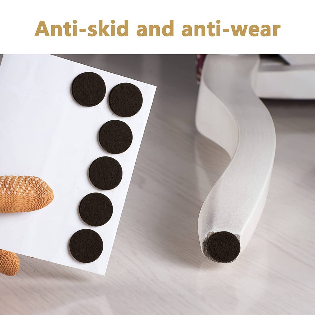 Black self-adhesive anti-slip pads, round pieces applied under furniture