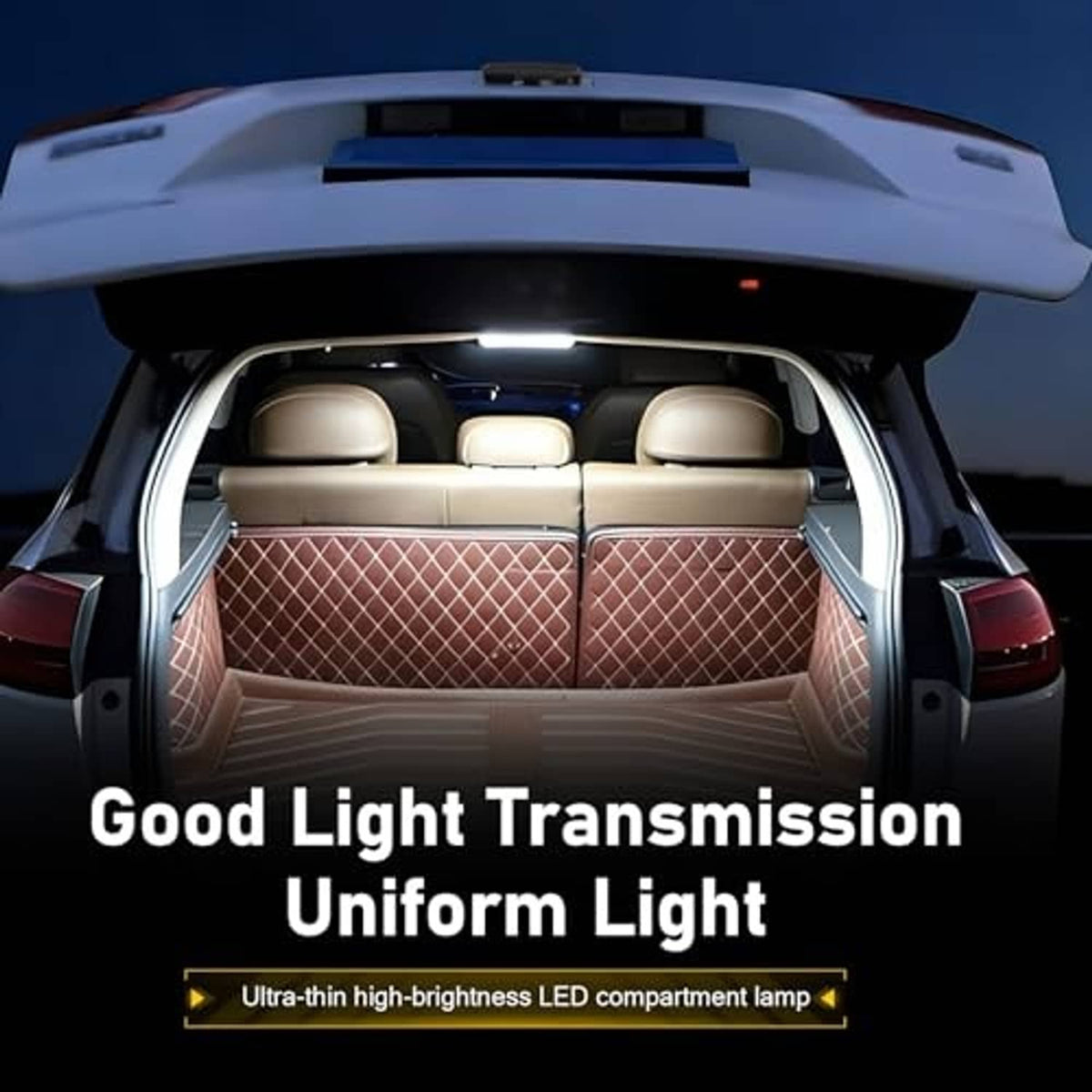 Car interior dome LED lights installed above seats with bright uniform illumination