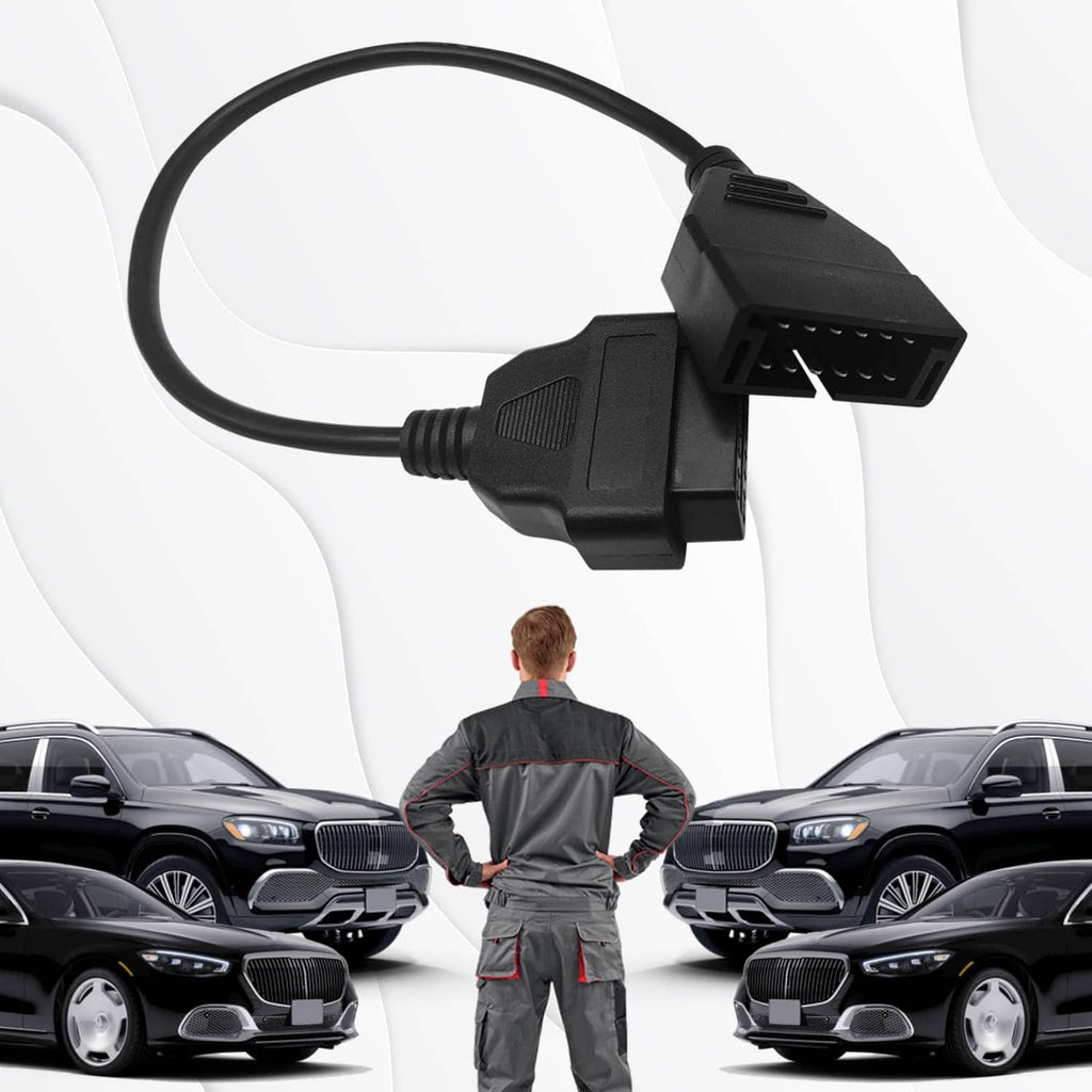 Black OBD adapter cable with angled diagnostic plug and housing