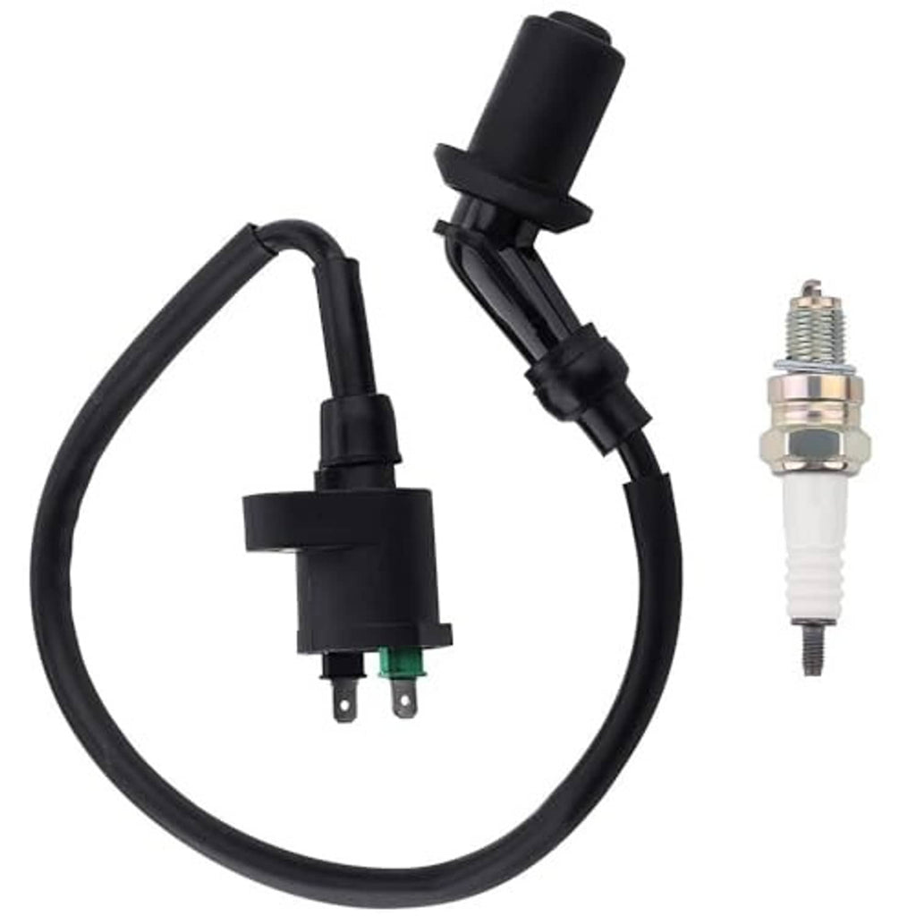 Ignition coil spark plug wire set with black boots and spark plug