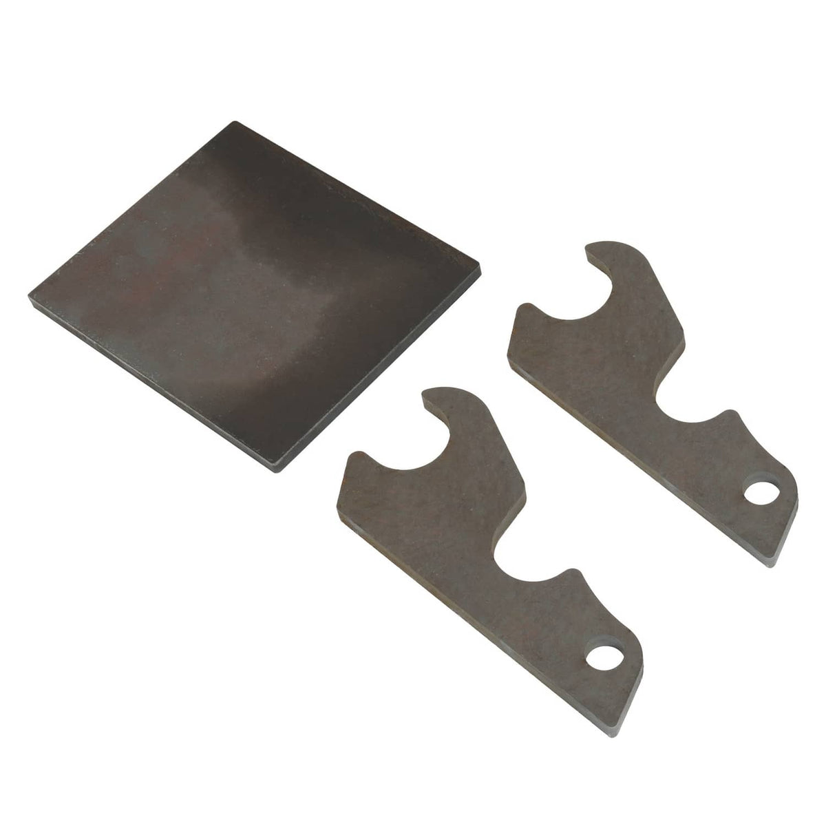 Set of metal quick-attach bucket bracket ears with mounting holes
