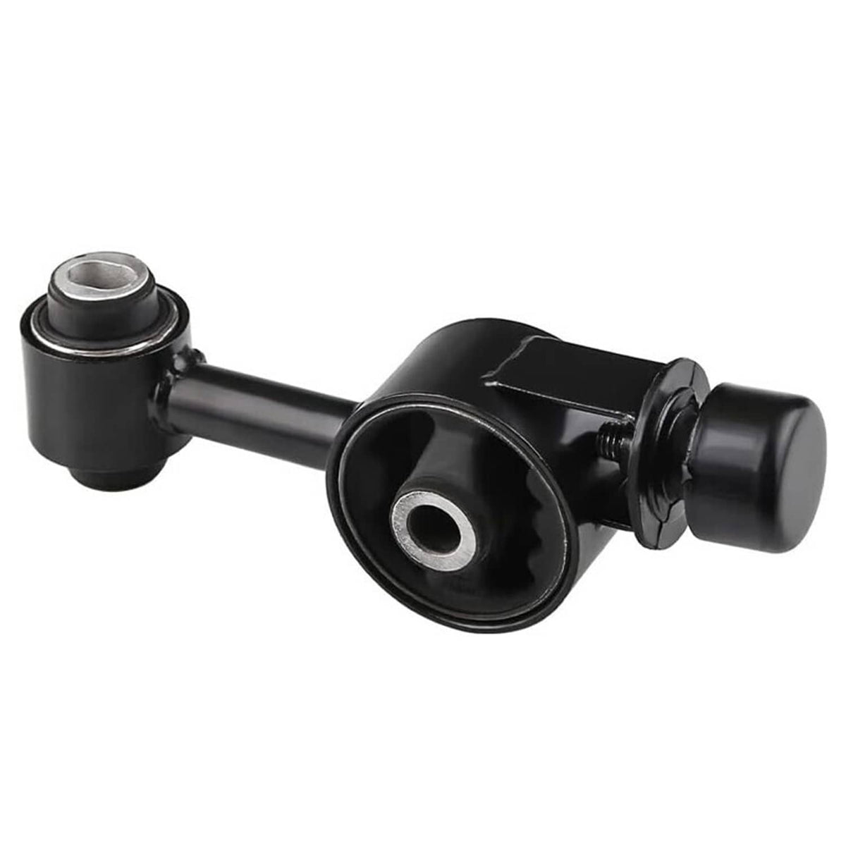 Upper torque strut motor mount with black rubber bushings and metal link