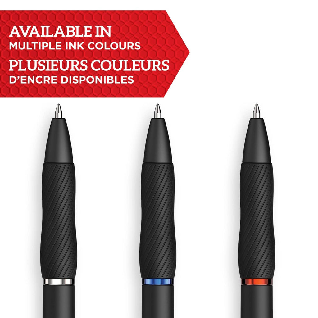 Sharpie S-Gel gel pens in assorted ink colors, black barrels with colored accent rings