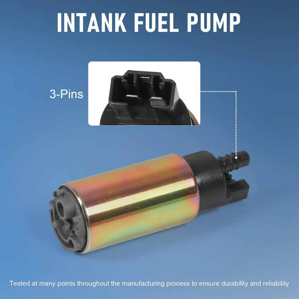 Electric in-tank fuel pump with 3-pin connector and fuel strainer parts