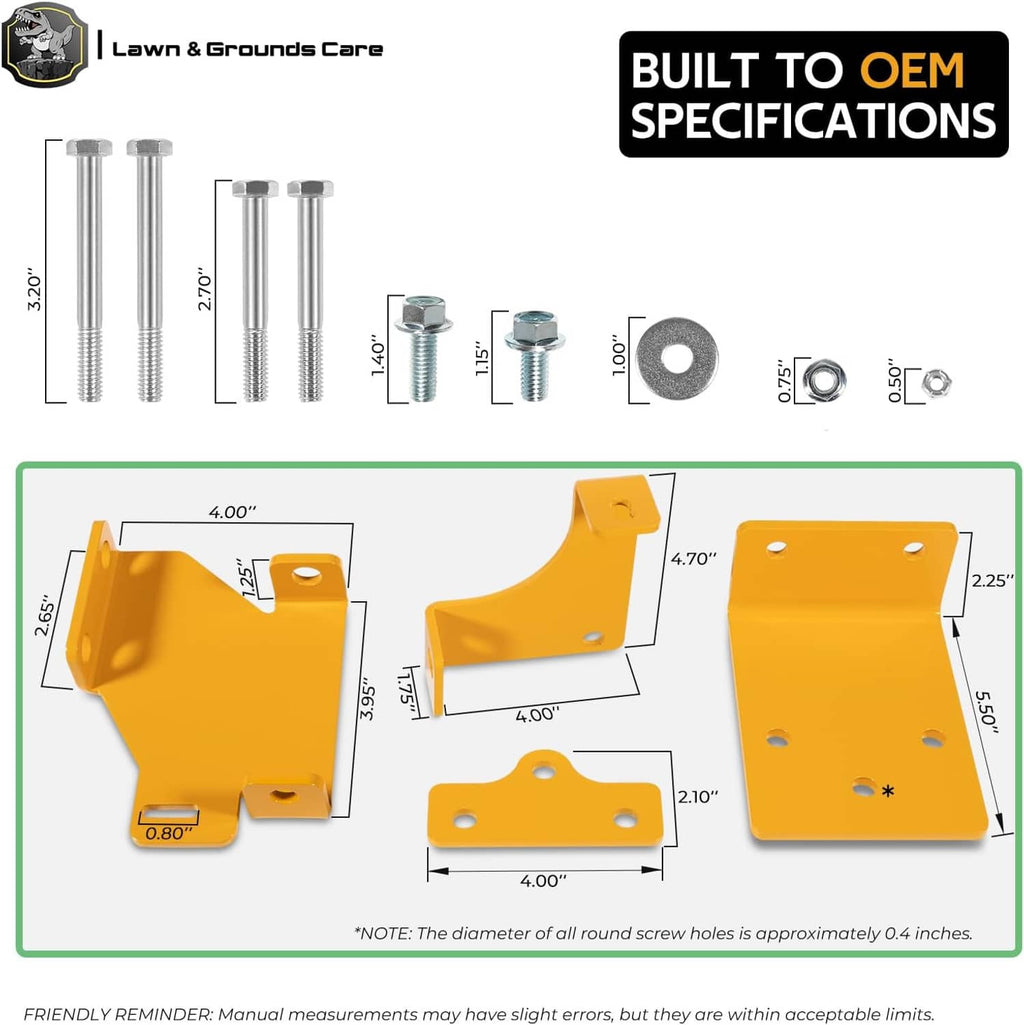 Transmission brackets kit with measured dimensions and mounting hole sizes