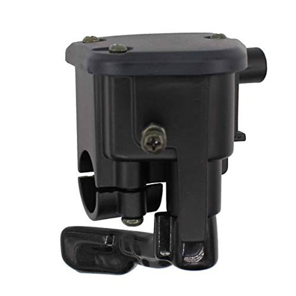 Black throttle control housing with lever handle and front mounting bolt