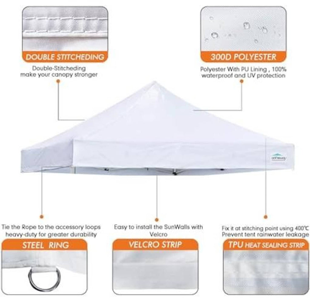 White replacement canopy top with reinforced stitching and sealed seams