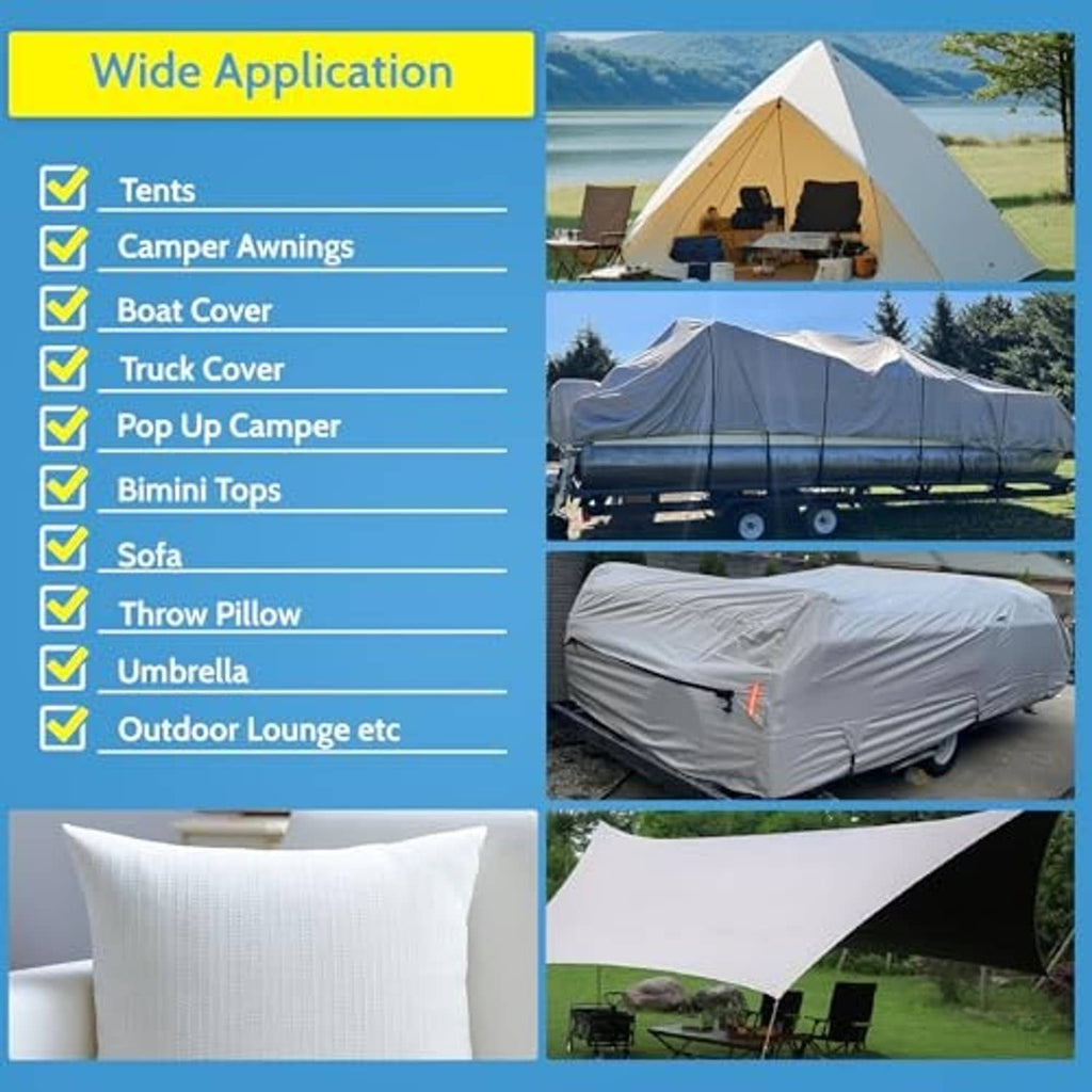Self-adhesive canvas repair kit for outdoor covers, including tents and cushions